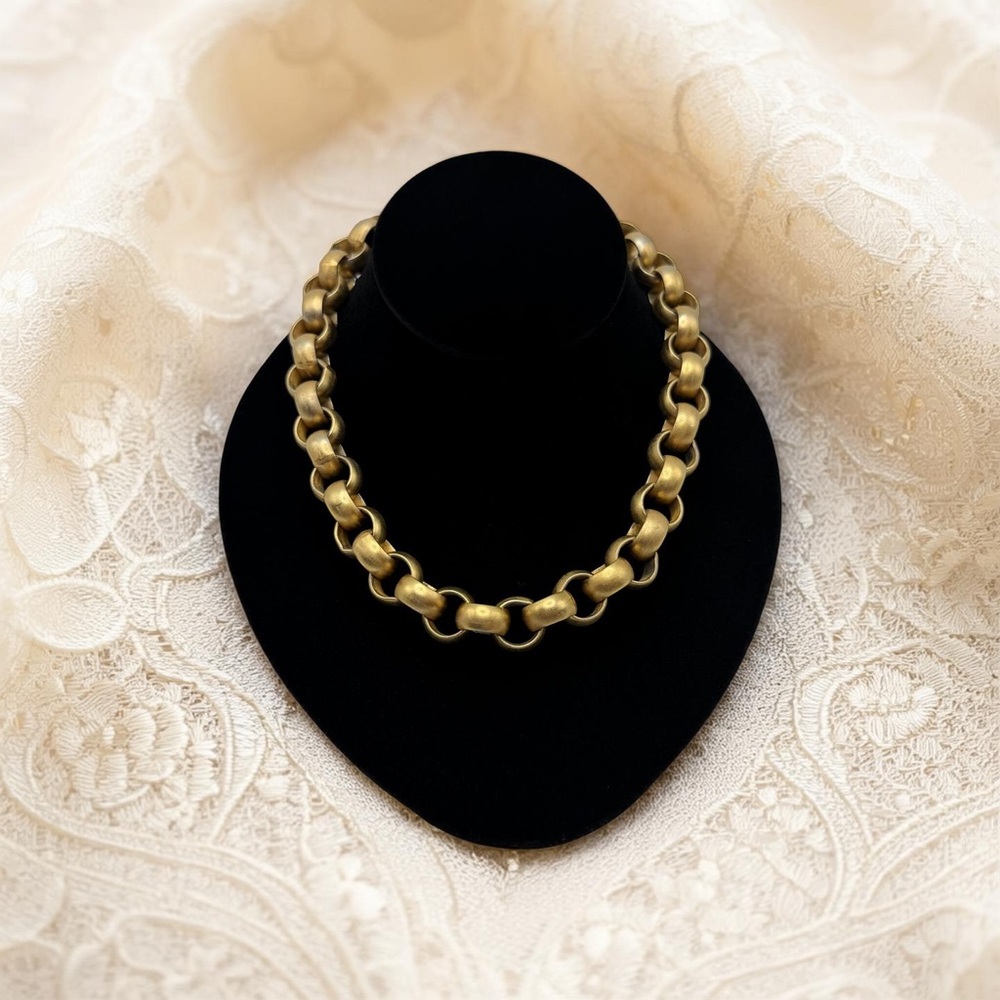 Vintage Escada Oversized 14.5mm Rolo Link Gold Tone Toggle Necklace – 17.5”